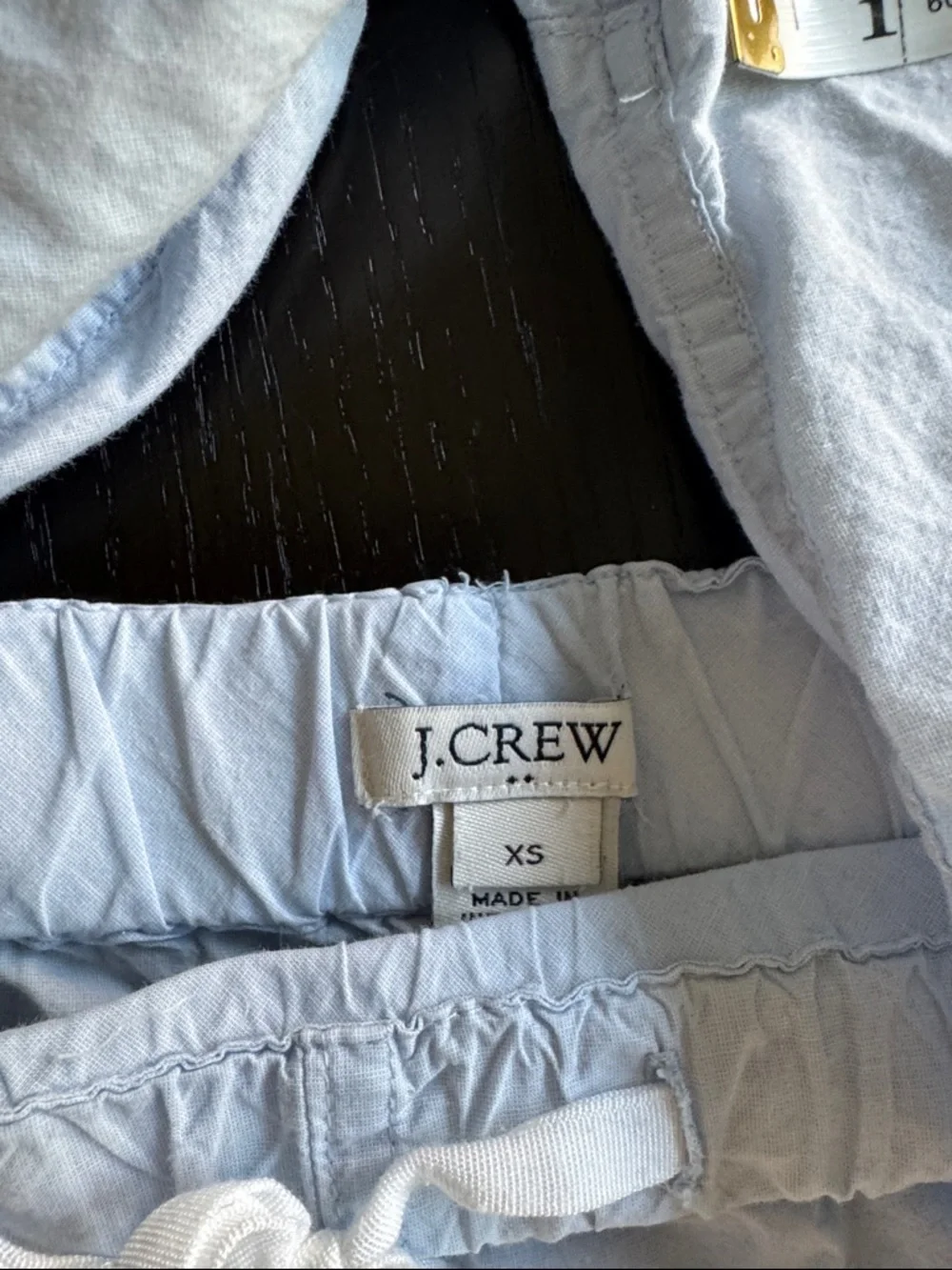 J. Crew Light Blue Button-Up Pajama Top with Navy Piping - Picture 4 of 5